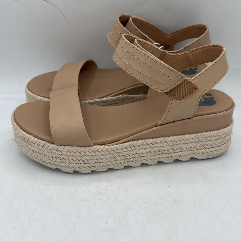 Sorel Cameron Flatform Women's Sz US 7 Honest Beige Hook & Loop Wedge Sandals